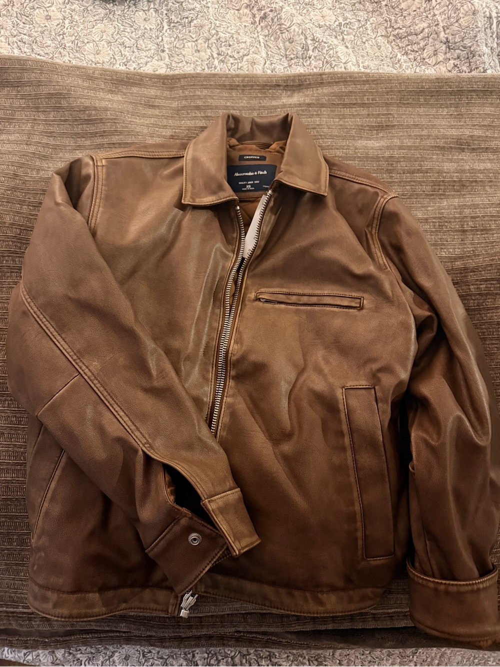 Abercrombie & Fitch Brown Leather Bomber Jacket